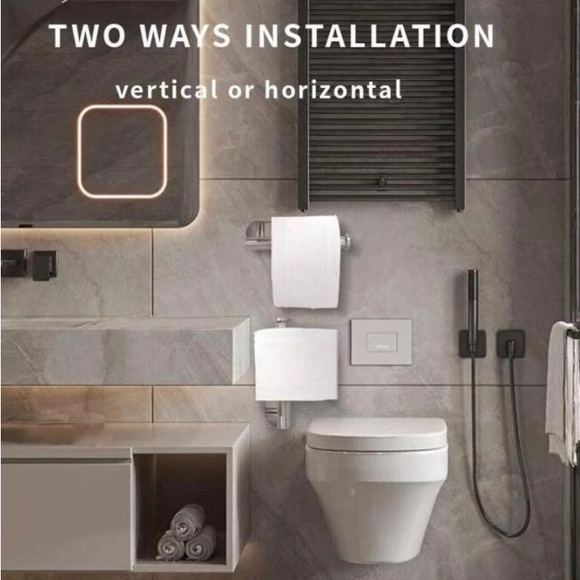 NIB Stainless Steel Toilet Paper Holder / No Punch /Easy 3M Stick Decor Bathroom - Picture 12 of 15